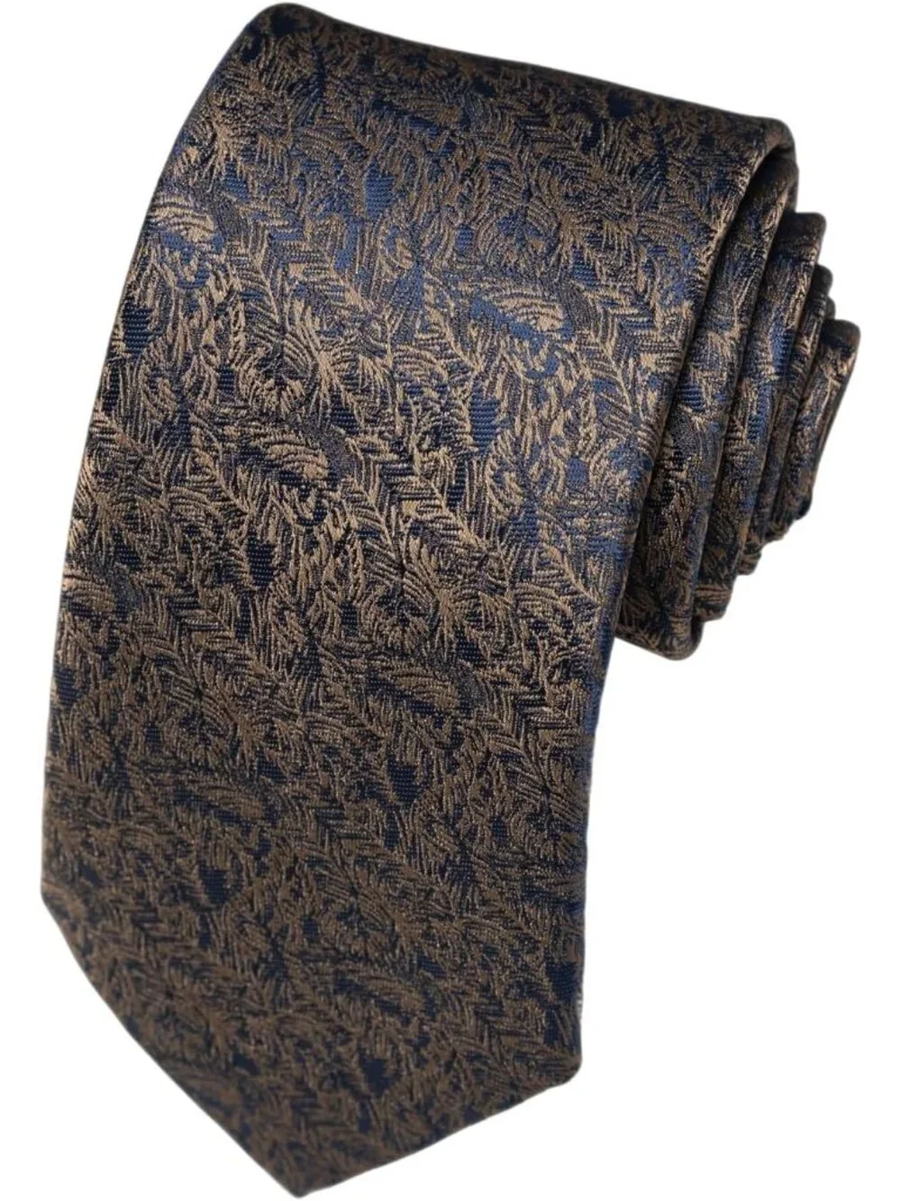 Men's Brown 100% Microfiber Bronze Floral Formal Classic Necktie For Business